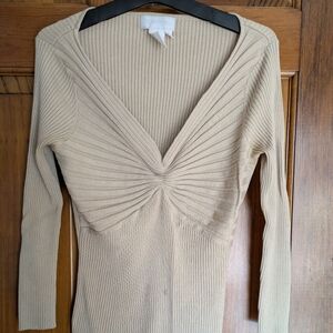 Cottage Fairy Minimalist Luxury Silk Blouse Knit Ribbed Long Sleeve Top